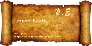 Metner Ervin névjegykártya